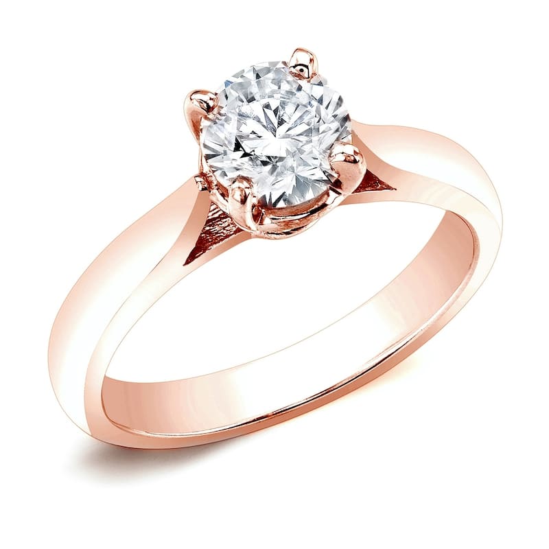 Auriya 14k Gold 2 Carat Round Moissanite Solitaire Engagement Ring