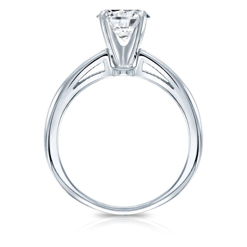 Auriya 14k Gold 1 carat TW Round Solitaire Moissanite Engagement Ring