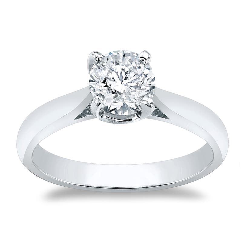 Auriya 14k Gold Brilliant Round 3 carat Moissanite Solitaire Engagement Ring - 5.5 - White