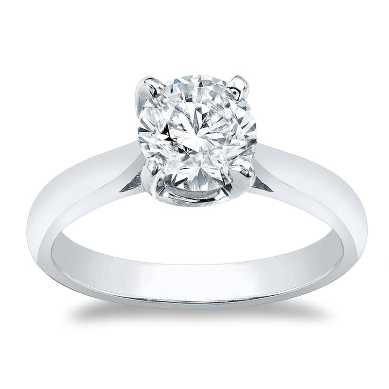 Auriya 14k Gold Brilliant Round 3 carat Moissanite Solitaire Engagement Ring