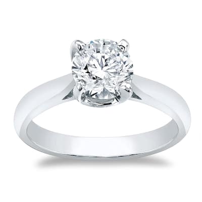 Auriya 14k Gold Brilliant Round 3 carat Moissanite Solitaire Engagement Ring