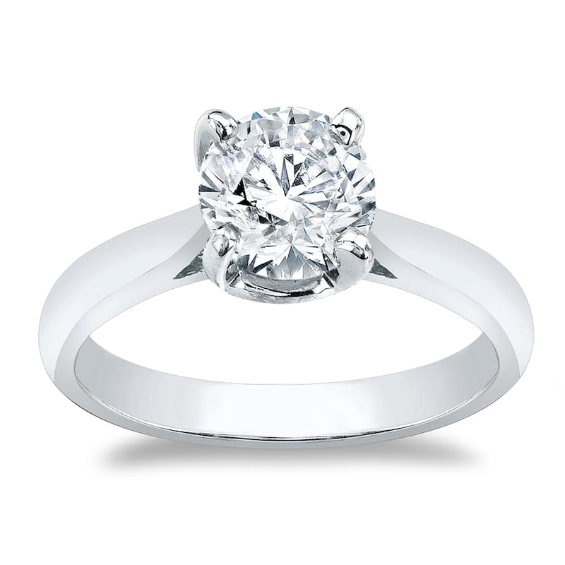 Auriya 14k Gold Brilliant Round 4 carat Moissanite Solitaire Engagement Ring