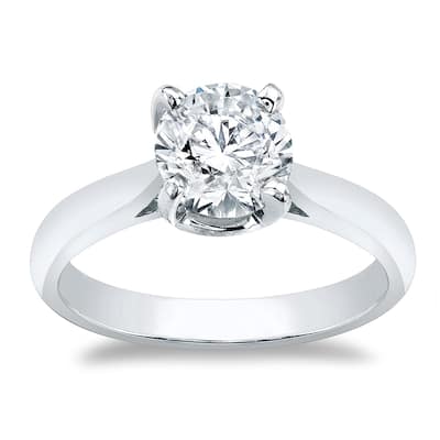 Auriya 14k Gold Brilliant Round 4 carat Moissanite Solitaire Engagement Ring