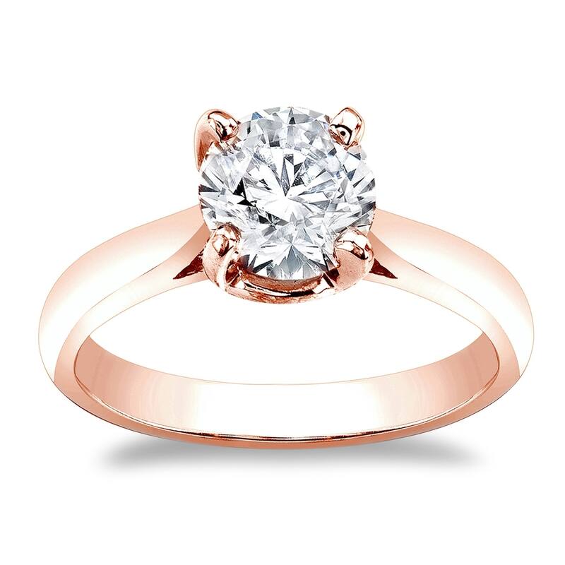 Auriya 14k Gold Brilliant Round 4 carat Moissanite Solitaire Engagement Ring