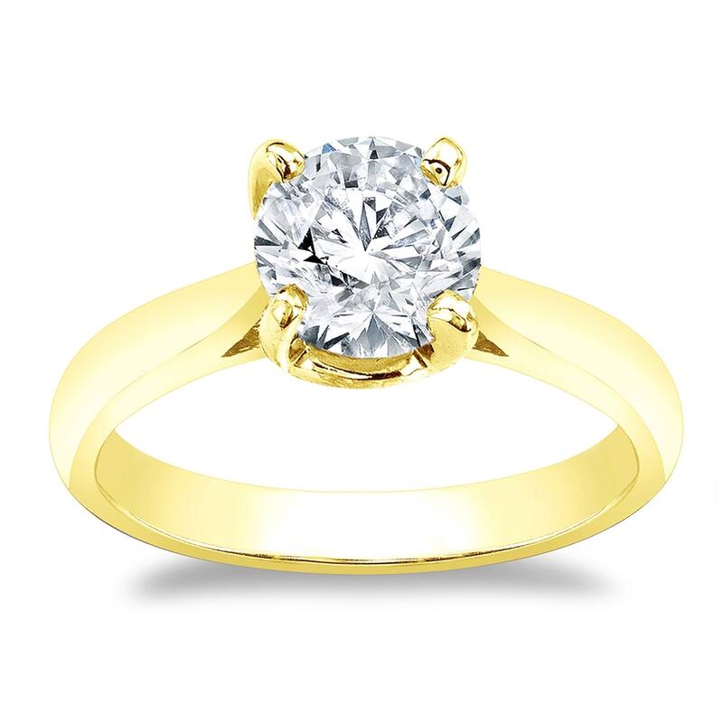 Auriya 14k Gold Brilliant Round 4 carat Moissanite Solitaire Engagement Ring