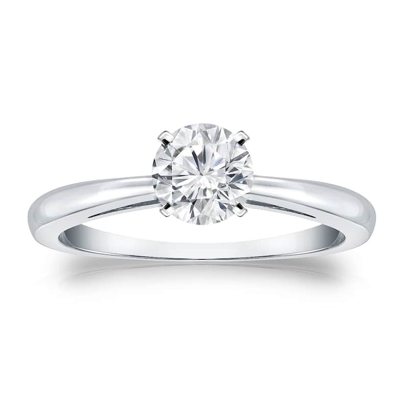 Auriya 14k Gold Brilliant Round 1/2 carat Moissanite Solitaire Engagement Ring