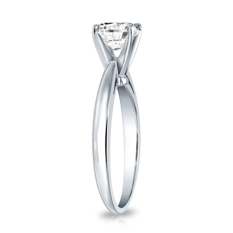 Auriya 14k Gold Brilliant Round 1/2 carat Moissanite Solitaire Engagement Ring