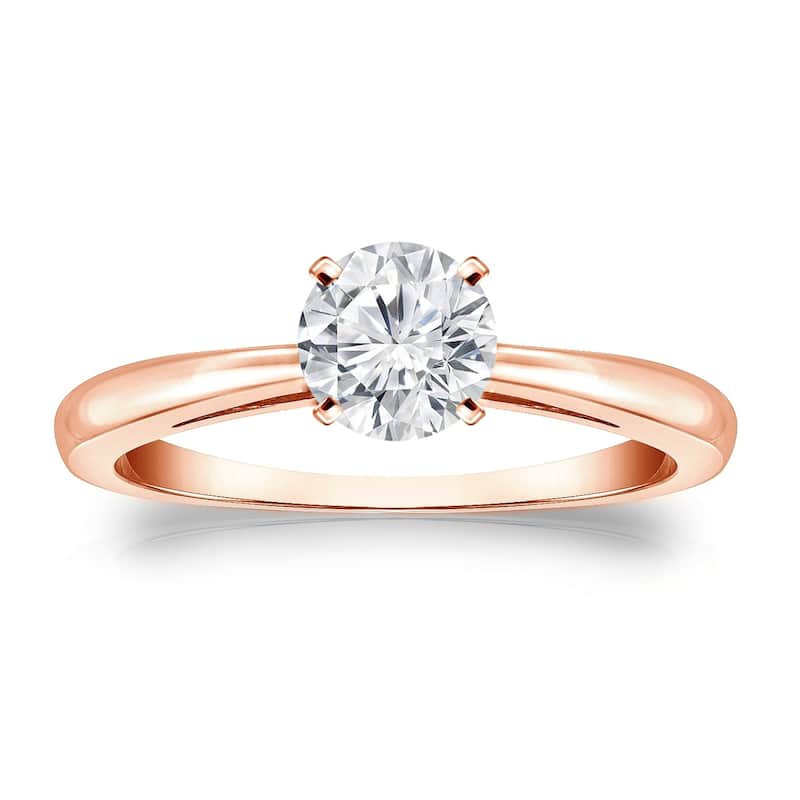 Auriya 14k Gold Brilliant Round 1/2 carat Moissanite Solitaire Engagement Ring