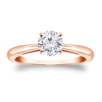 Auriya 14k Gold Brilliant Round 1/2 carat Moissanite Solitaire Engagement Ring