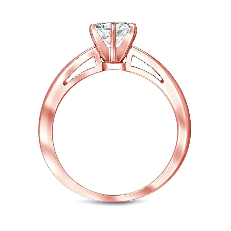 Auriya 14k Gold 1ctw Solitaire Moissanite Engagement Ring 6-Prong