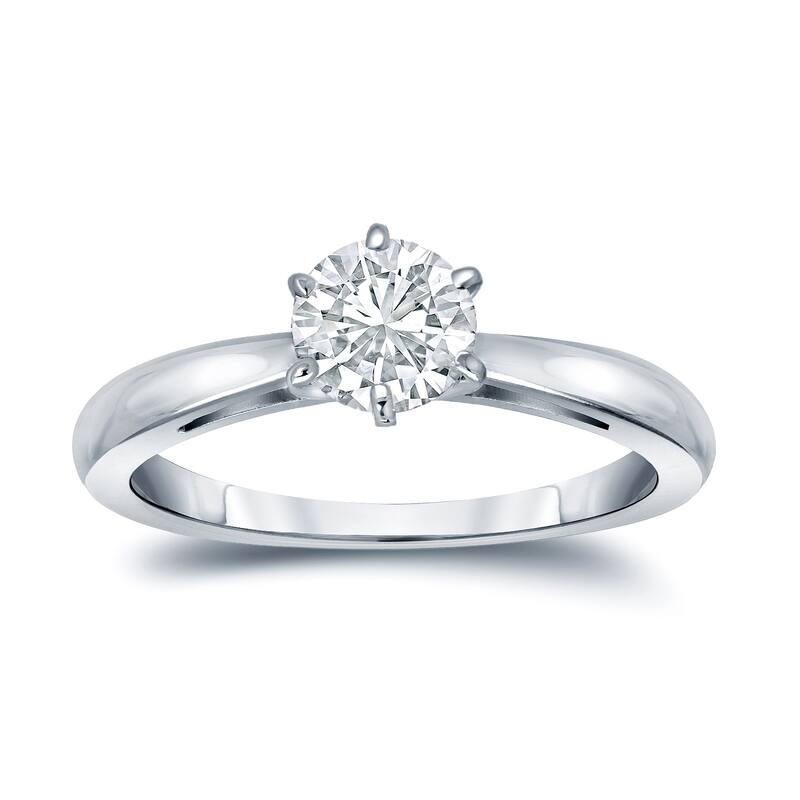 Auriya 14k Gold 1ctw Solitaire Moissanite Engagement Ring 6-Prong