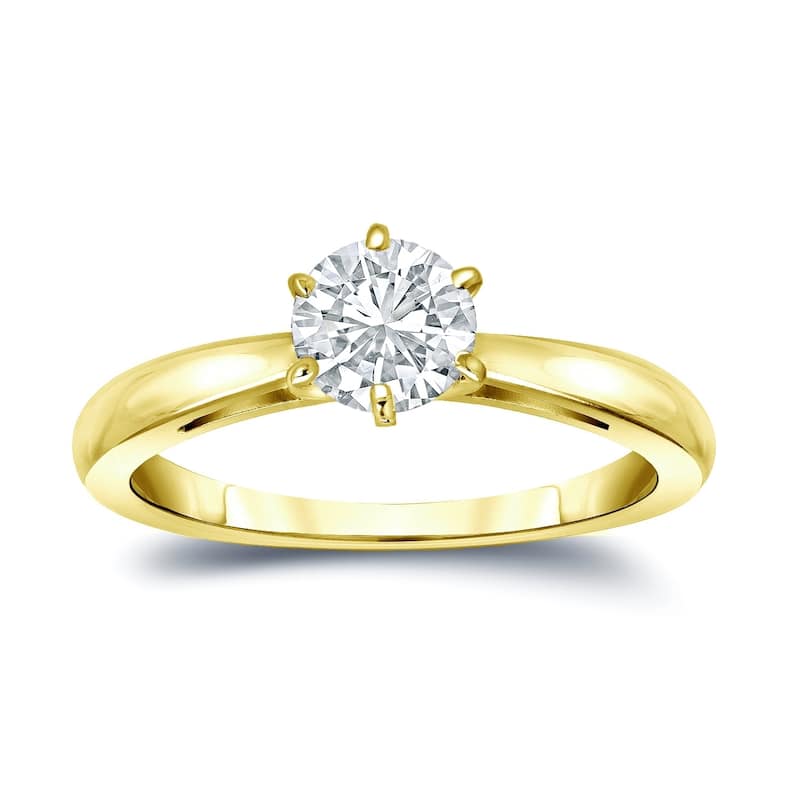 Auriya 14k Gold 1ctw Solitaire Moissanite Engagement Ring 6-Prong