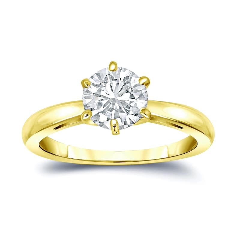 Auriya 14k Gold 4ctw Solitaire Moissanite Engagement Ring 6-Prong