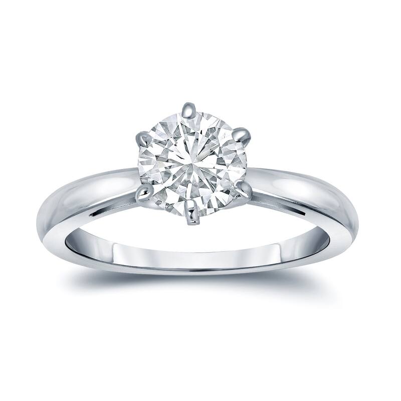 Auriya 14k Gold 4ctw Solitaire Moissanite Engagement Ring 6-Prong