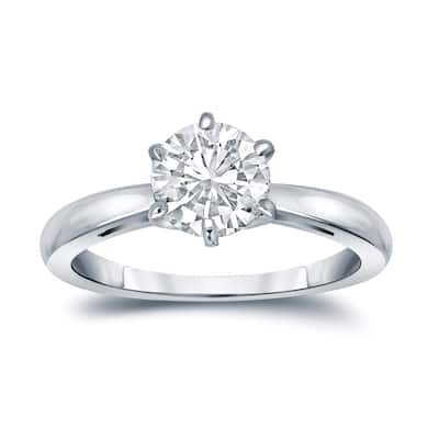 Auriya 14k Gold 4ctw Solitaire Moissanite Engagement Ring 6-Prong