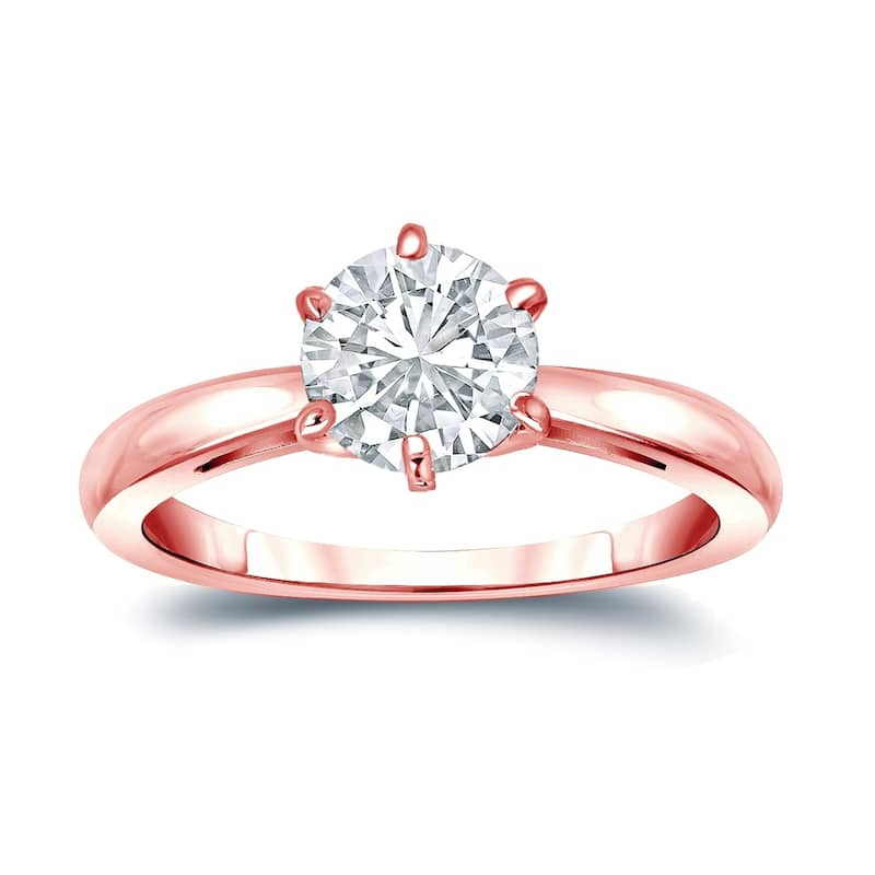 Auriya 14k Gold 4ctw Solitaire Moissanite Engagement Ring 6-Prong