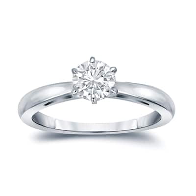Auriya 1/2ctw Solitaire Moissanite Engagement Ring 6-Prong 14K Gold