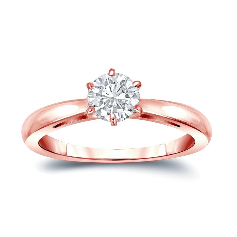 Auriya 1/2ctw Solitaire Moissanite Engagement Ring 6-Prong 14K Gold