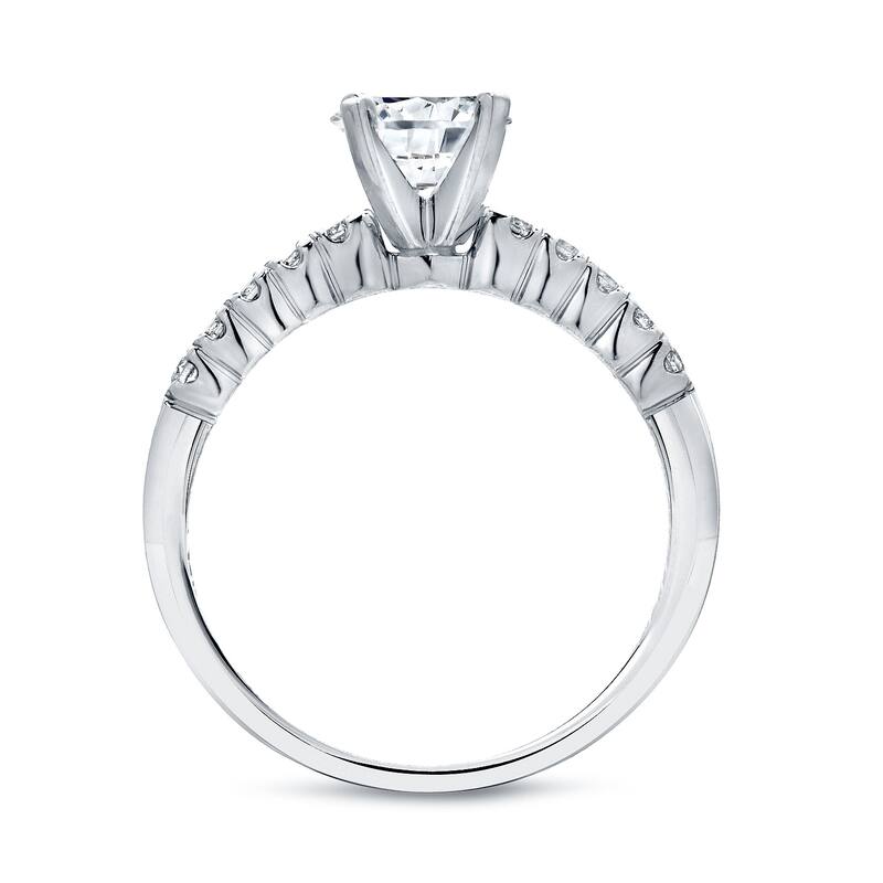 Auriya 14k Gold 2 1/2ctw Round Moissanite and 1/3ct TDW Diamond Engagement Ring Set