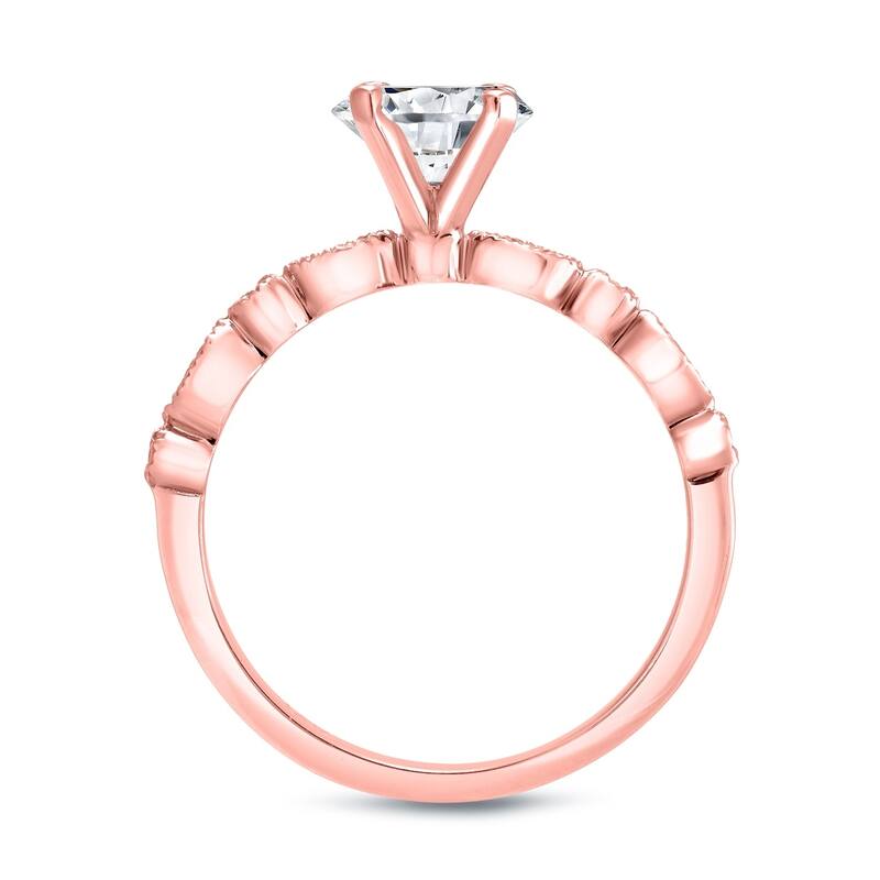 Auriya Stackable Vintage 2 1/2ct Round Moissanite Engagement Ring Set with Diamond Accents 14K Gold