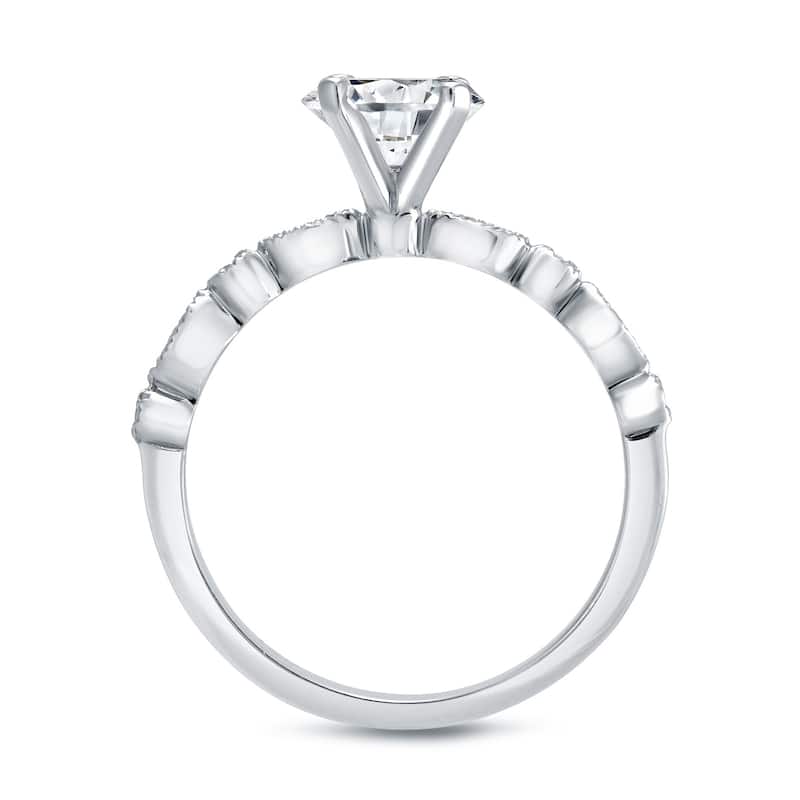 Auriya Stackable Vintage 2 1/2ct Round Moissanite Engagement Ring Set with Diamond Accents 14K Gold