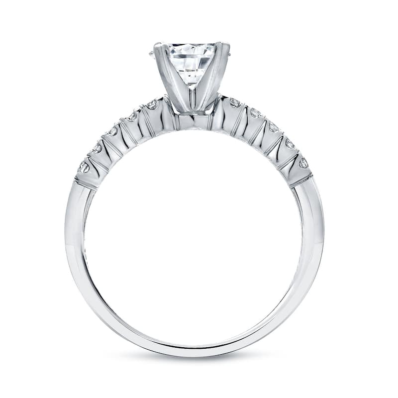 Auriya 1 1/2ct TW Round Moissanite and 1/3ct TDW Diamond Engagement Ring Set 14K Gold