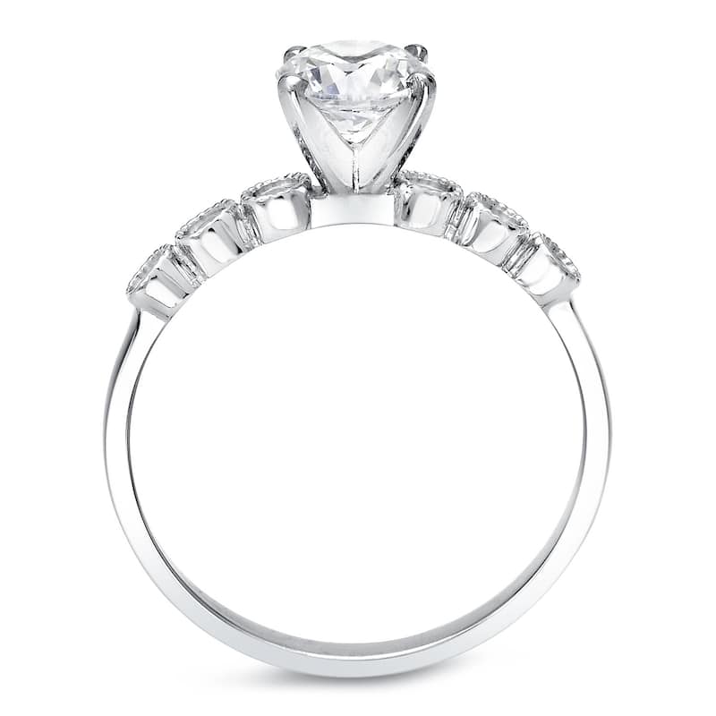 Auriya Vintage 1 1/2ct Round Moissanite Engagement Ring Set with Diamond Accents 14K Gold