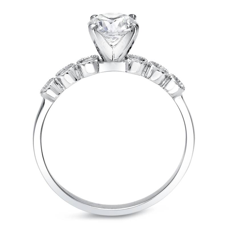 Auriya Vintage 2ct Round Moissanite Engagement Ring Set with Diamond Accents 14K Gold