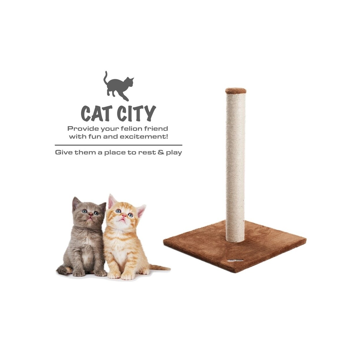 24/" Fluffy Paws Cat Scratching Post with Carpet Covered For Small Cats