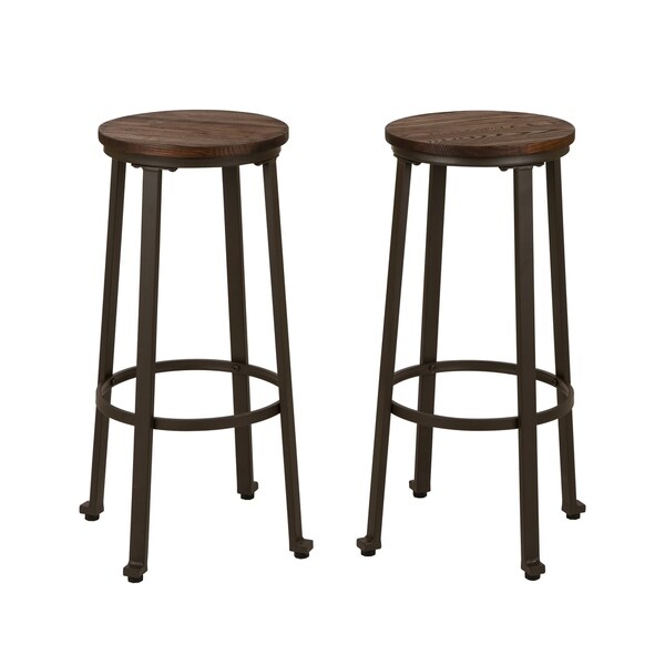 Shop Glitzhome S/2 29.92"H Rustic Steel Bar Stool w/Elm ...