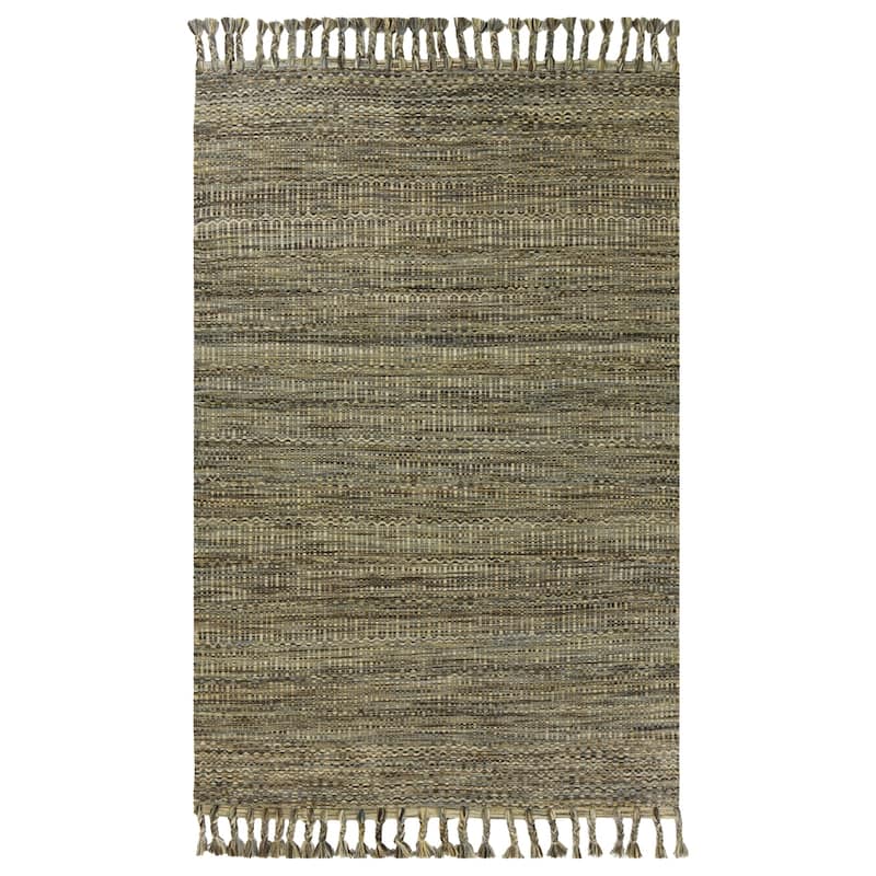 Libby Langdon Homespun Wool/Cotton Handmade Mission Area Rug - 5' x 8' - Slate