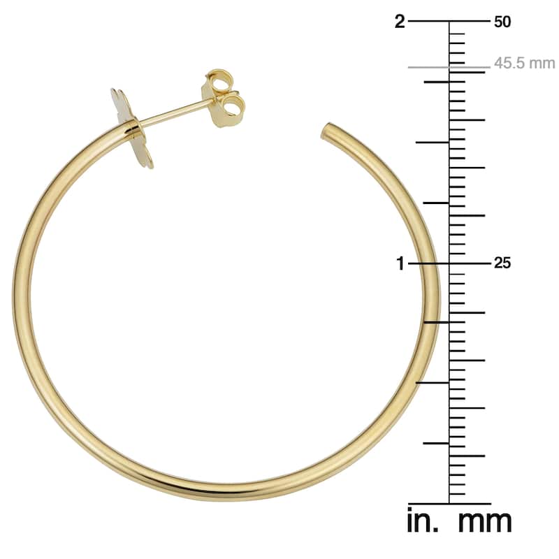Italian 14k Yellow Gold 2x40 millimeters Open Hoop Earrings (disc, flower, heart)