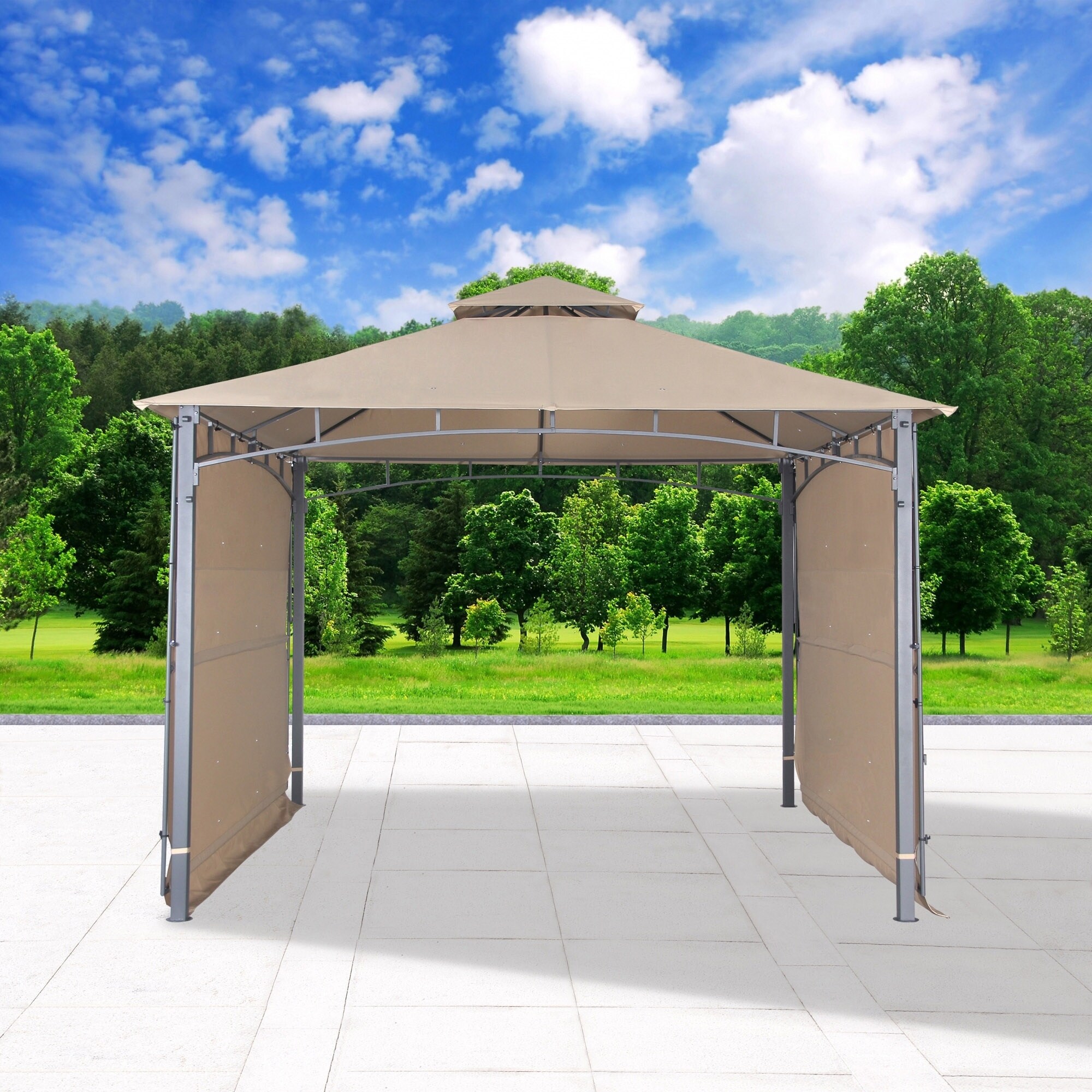 130 X 130 Outdoor Gazebo With Two Side Sand Overstock 21943992