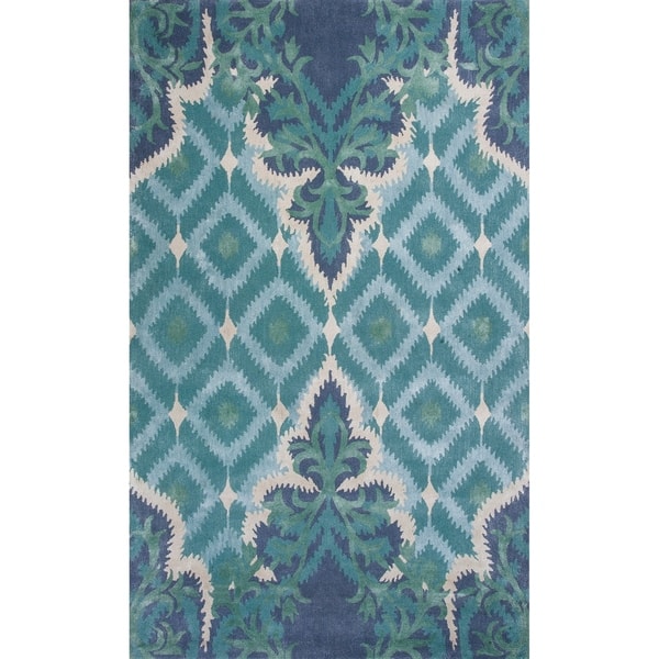slide 2 of 5, Bob Mackie Home Blue/Green Opulence Hand-tufted Wool Rug 8' x 11' - Aqua