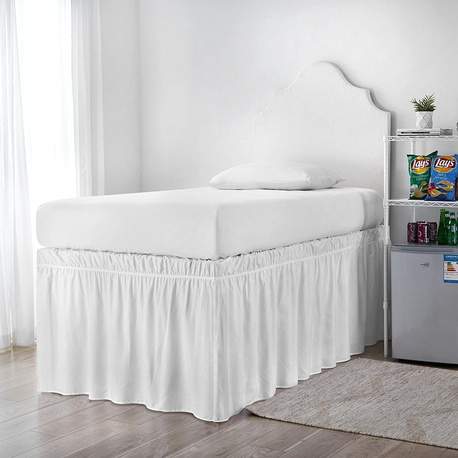 Ruffled Dorm Sized Bed Skirt White Overstock 21944314