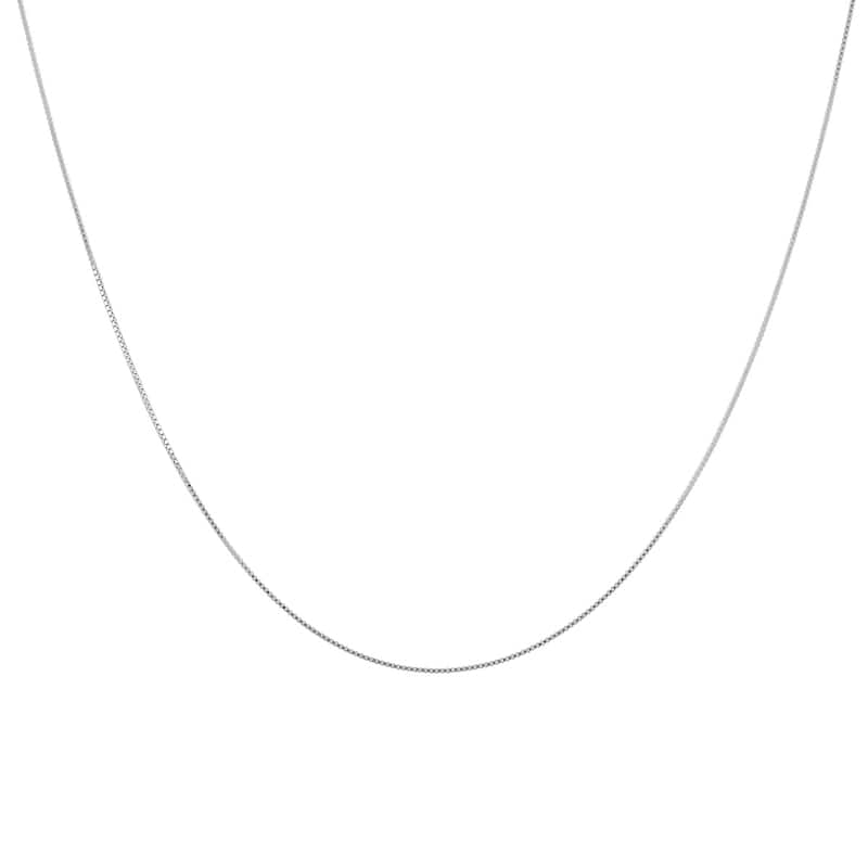 14K White Gold 16" Box Chain with Spring Ring Clasp