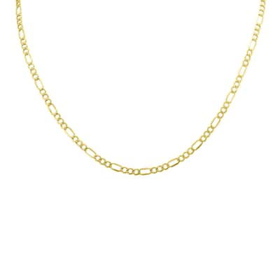 10K Yellow Gold 3.5mm Diamond Cut Oval Figaro Chain with Lobster Clasp - 20 Inch