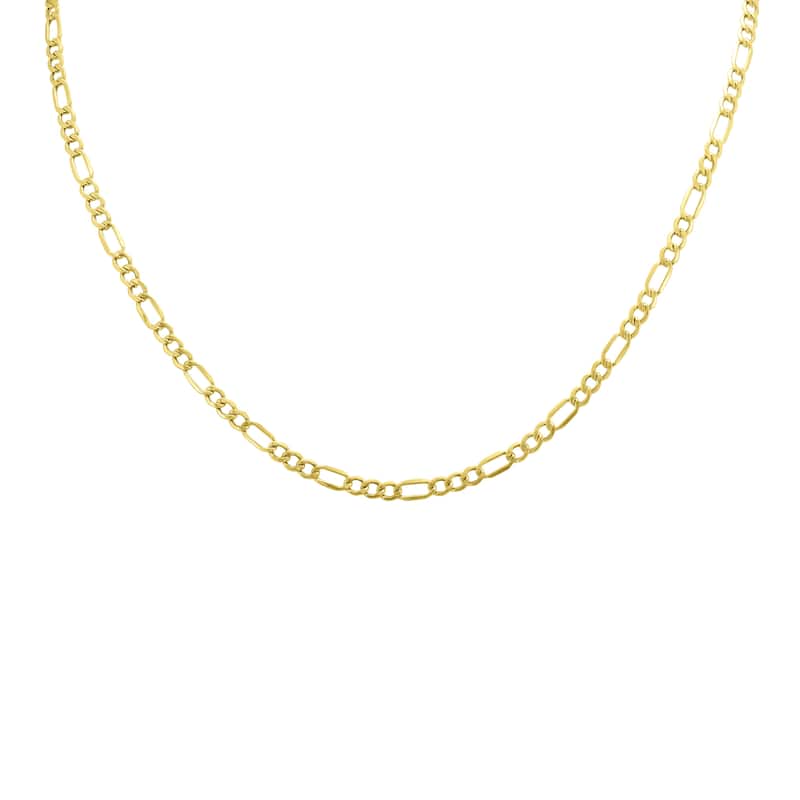 10K Yellow Gold 3.5mm Diamond Cut Oval Figaro Chain with Lobster Clasp - 20 Inch