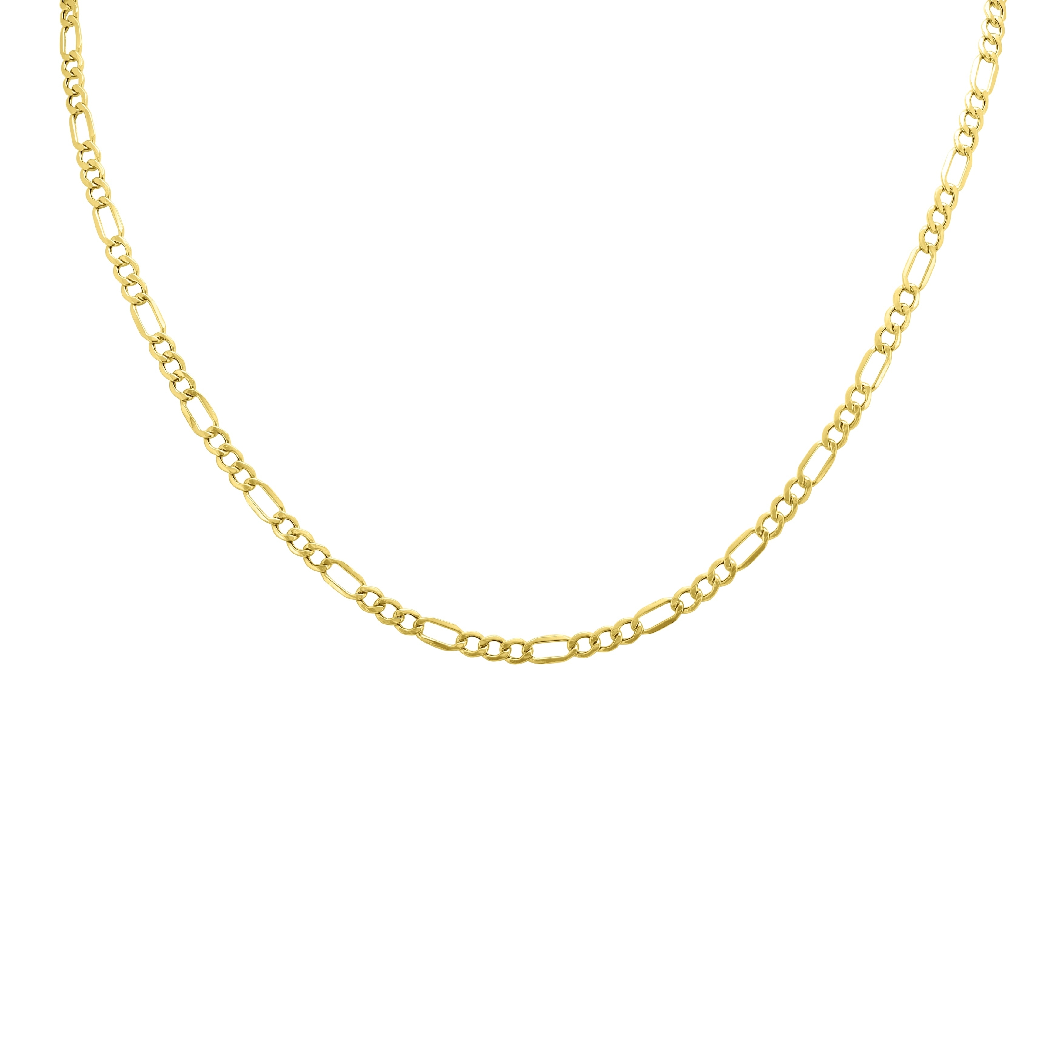Marquee 10K Yellow Gold 3.5mm Diamond Cut Oval Figaro Chain with Lobster Clasp - 20 Inch