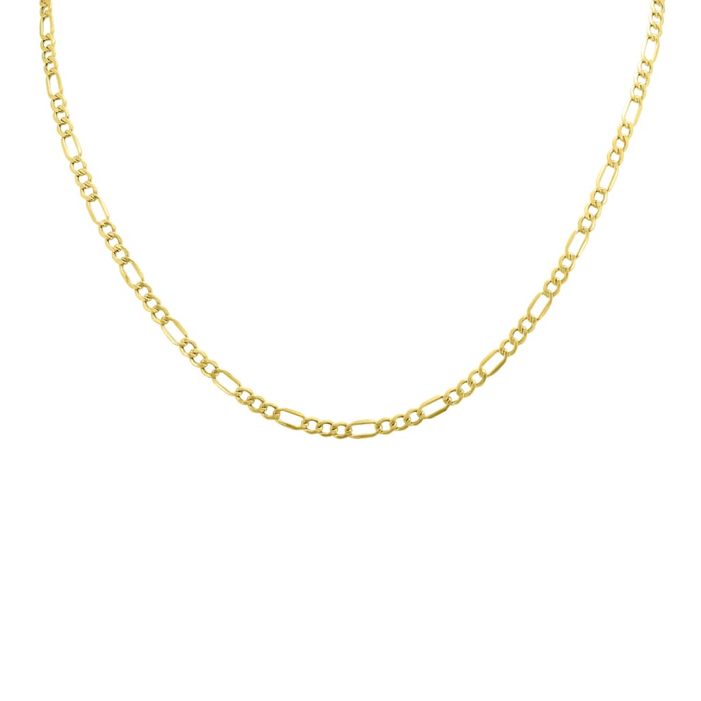 10K Yellow Gold 3.5mm Diamond Cut Oval Figaro Chain with Lobster Clasp - 20 Inch