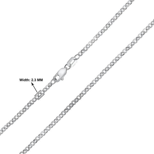 2.3mm Rolo Link Chain Necklace Real 14K White Gold