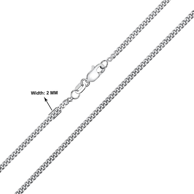 14k White Gold 2mm Diamond Cut Gourmette Chain with Lobster Clasp - 20 Inch