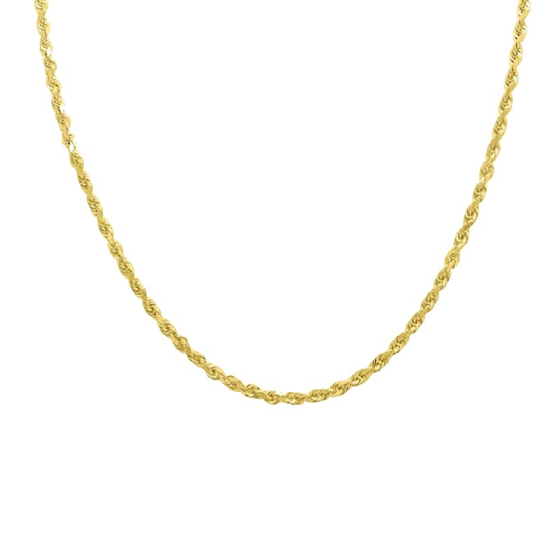 14K Yellow Gold 3.5mm Classic Diamond Cut Twisted Rope Chain with Lobster Clasp - 30 Inch