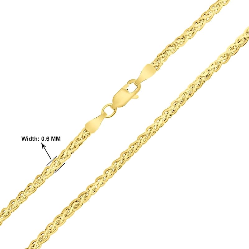 10K Yellow Gold 0.6mm Shiny Classic Box Chain with Lobster Claw Clasp - 20 Inch
