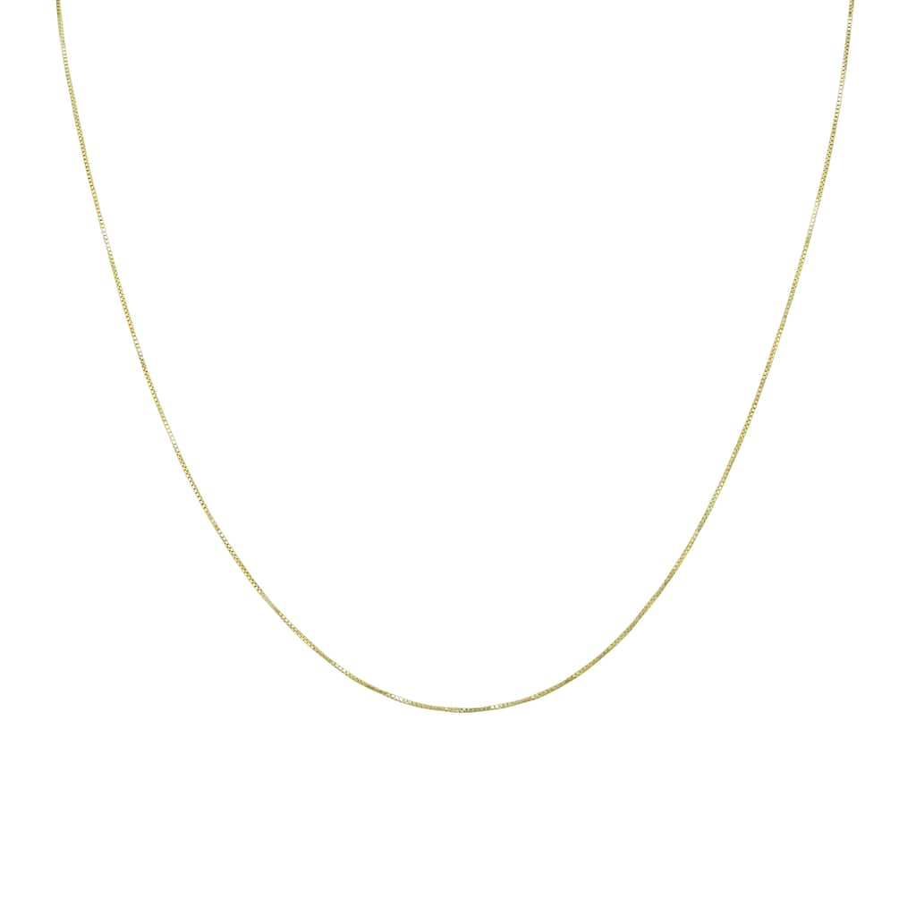 10K Yellow Gold 0.6mm Shiny Classic Box Chain with Lobster Claw Clasp - 20 Inch