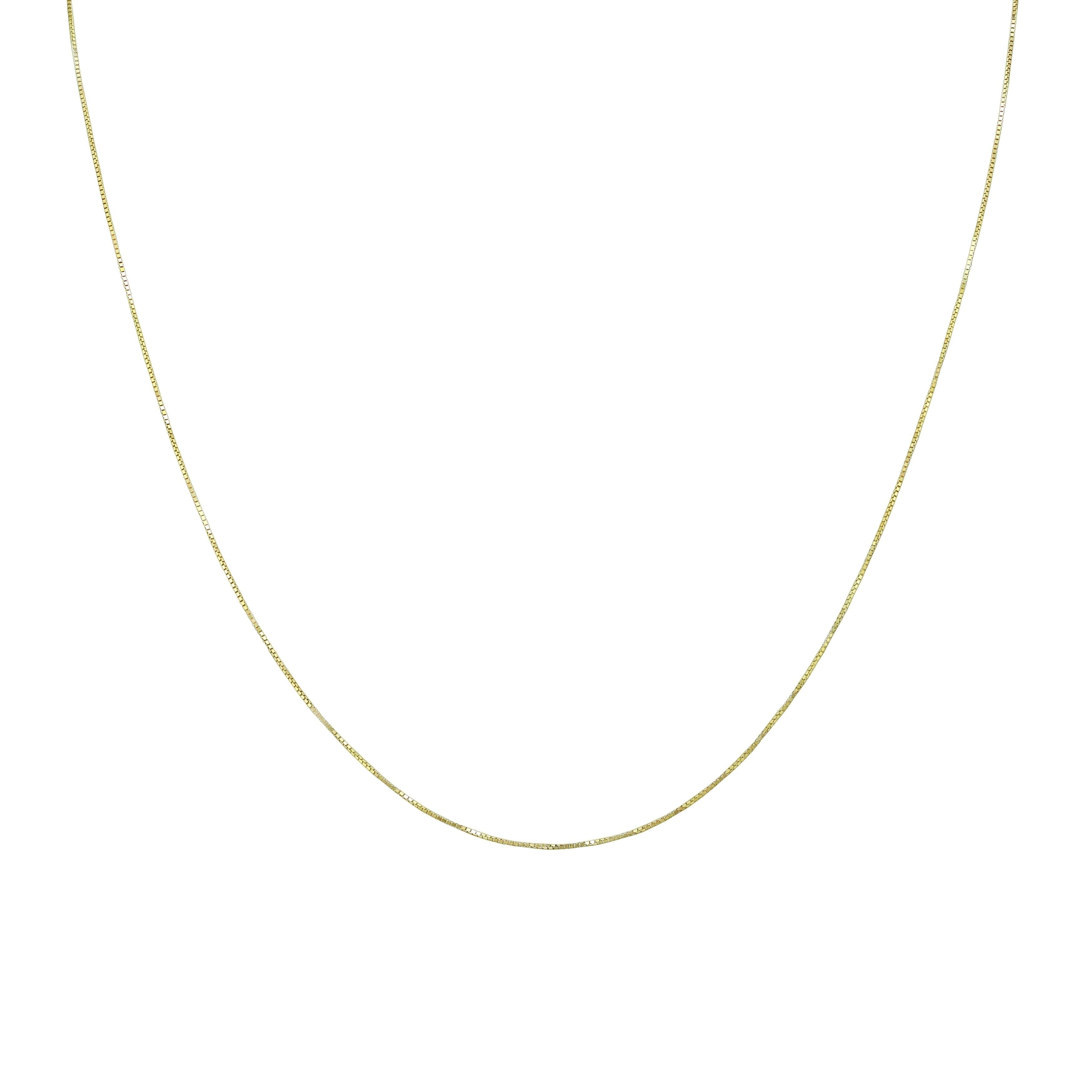 Marquee 10K Yellow Gold 0.6mm Shiny Classic Box Chain with Lobster Claw Clasp - 20 Inch