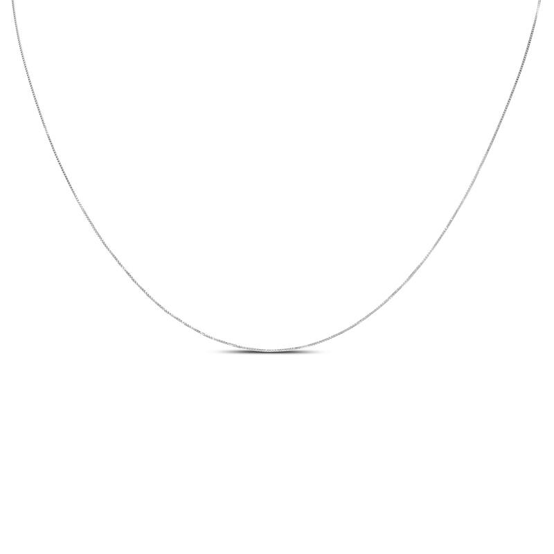 10k White Gold 0.6mm Classic Box Chain with Spring Ring Clasp - 16 Inch