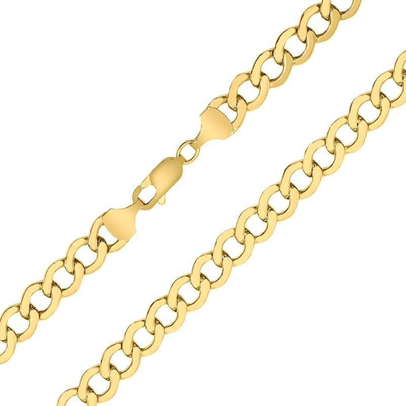 10K Yellow Gold 6.1mm Shiny Curb Chain with Lobster Clasp - 22 Inch