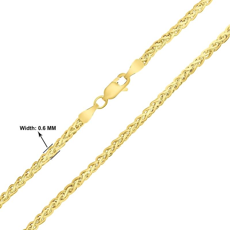 10K Yellow Gold 0.6mm Shiny Classic Box Chain with Lobster Claw Clasp - 16 Inch