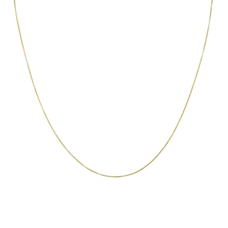 10K Yellow Gold 0.6mm Shiny Classic Box Chain with Lobster Claw Clasp - 16 Inch